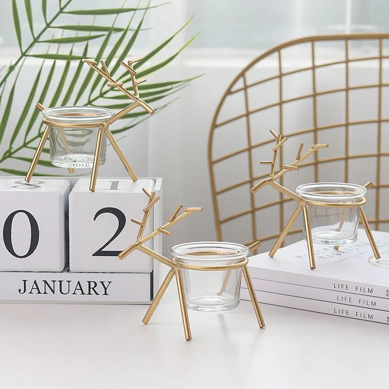 Wrought Iron Fawn Candle Holder for Elegant Home Decor and Ambiance