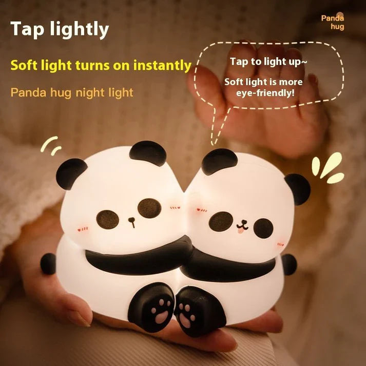 Cute panda hug design, LED light, cozy desktop night decoration.